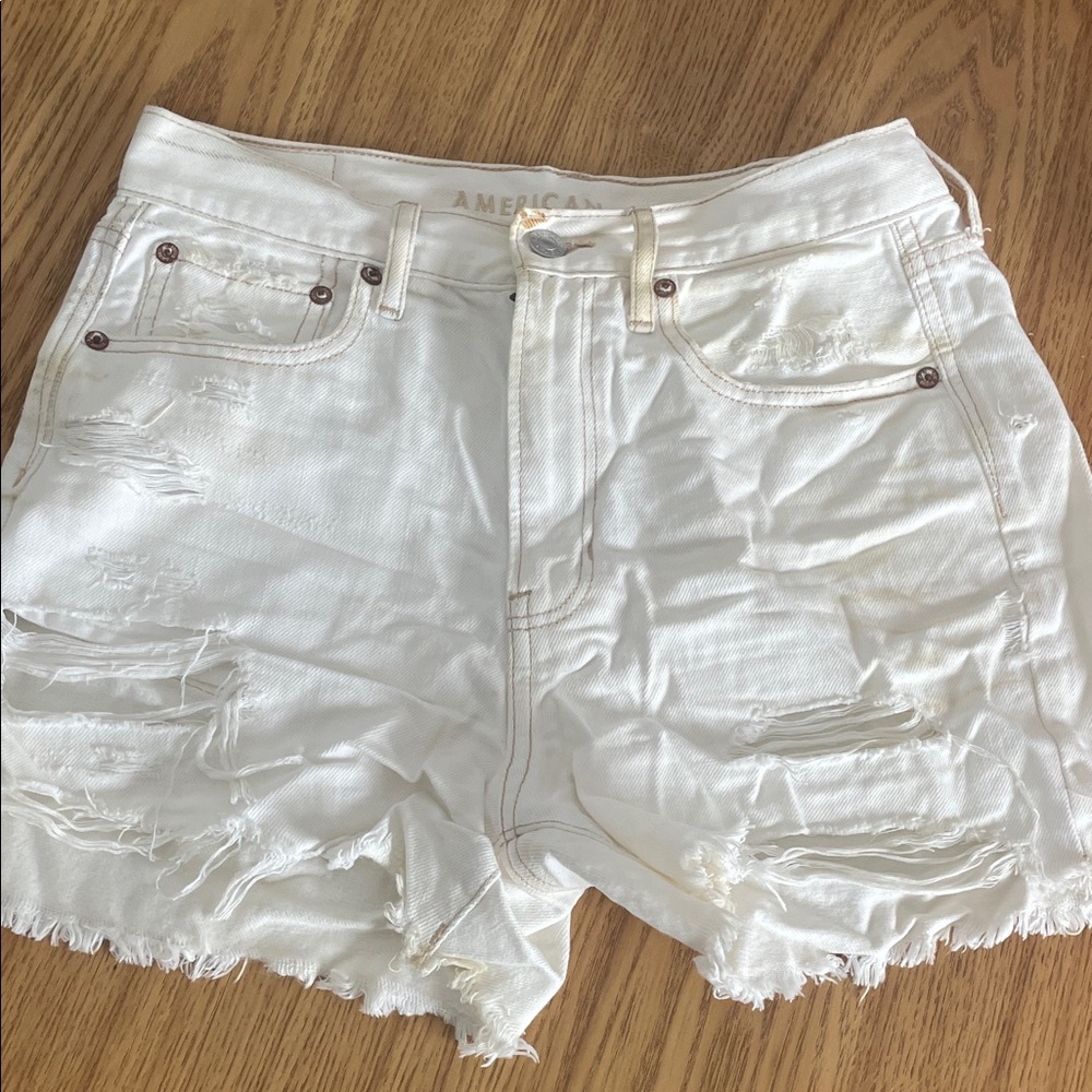American Eagle Outfitters Distressed White Jean Shorts